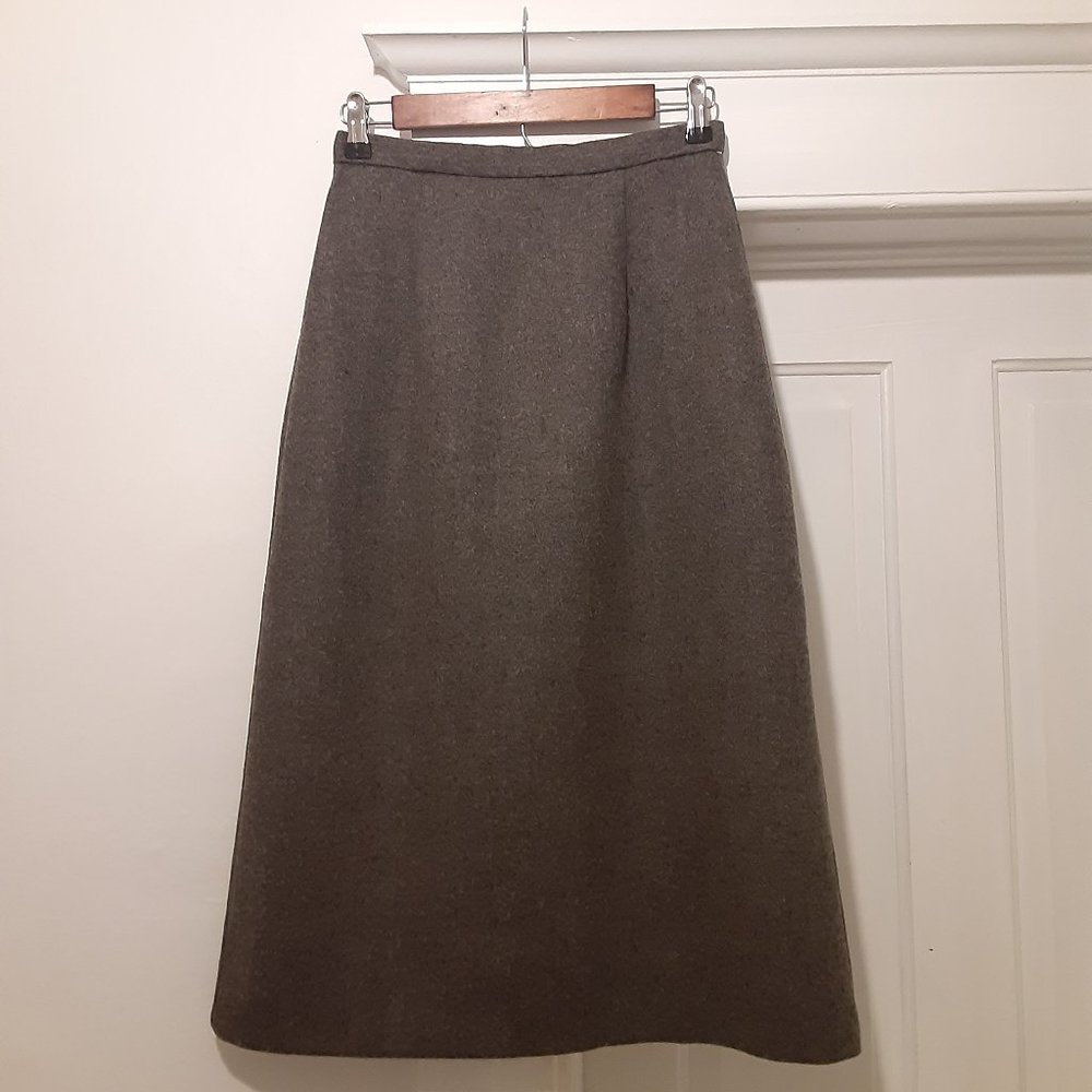 Vintage Grey 100% Wool A-Line Skirt